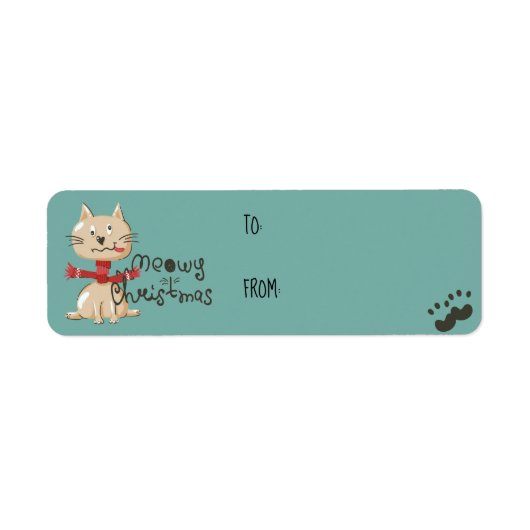 猫おもしろいクリスマスギフトシール ラベル (正面)