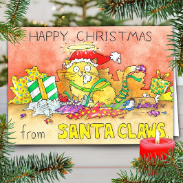 猫おもしろいクリスマスグリーティングカード カード