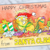 猫おもしろいクリスマスグリーティングカード カード