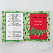 猫おもしろいクリスマスツリートラブルホリデー カード (内部)