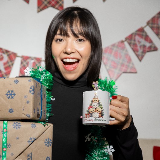 猫おもしろいクリスマスツリー コーヒーマグカップ