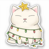 猫おもしろいクリスマスツリー シール (正面)
