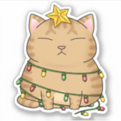 猫おもしろいクリスマスツリー シール (正面)