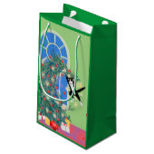 猫おもしろいクリスマスツリー スモールペーパーバッグ (裏面アングル)