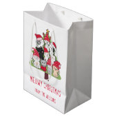猫おもしろいクリスマスツリー ミディアムペーパーバッグ (正面アングル)