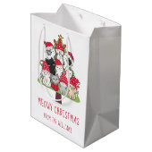 猫おもしろいクリスマスツリー ミディアムペーパーバッグ (裏面アングル)