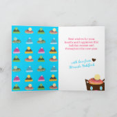 猫おもしろいクリスマスハット編み物編み針 シーズンカード (内部)