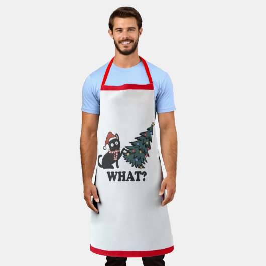 猫おもしろいクリスマスパパのエプロン エプロン (着用した状態)