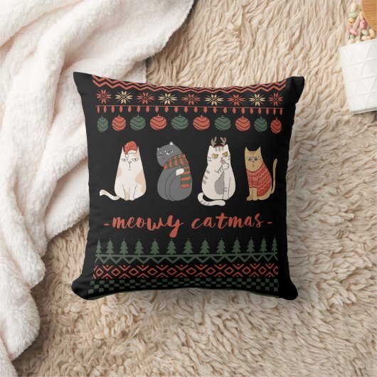 猫おもしろいクリスマスプン – Cat Christmas クッション (ブランケット)