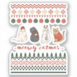 猫おもしろいクリスマスプン – Cat Christmas シール<br><div class="desc">フェスティバル祝の醜いセーターのスタイルに猫の可愛いドードルを貼ったおもしろい「ミオイ・カトマス」のステッカーで休日を過ごす。猫好き、ペットの両親、そしてホリデーパンクを楽しむ人によくはしゃぐ最適。クリスマス素晴らしパーティー、シークレットサンタ、休日お祝いのためのギフトアイディア。</div>