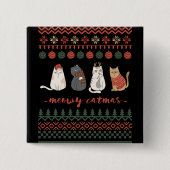 猫おもしろいクリスマスプン – Cat Christmas 缶バッジ (正面)