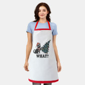 猫おもしろいクリスマスムームズエプロン エプロン (着用した状態)