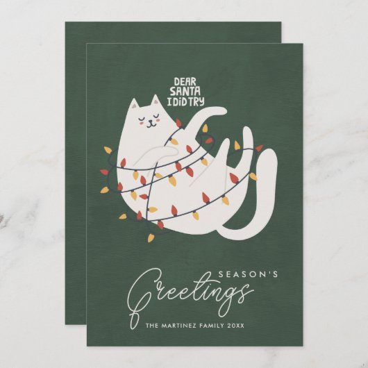 猫おもしろいクリスマスライトシーズンのご挨拶 シーズンカード (正面/裏面)