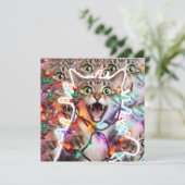 猫おもしろいクリスマスライトホリデーカード シーズンカード (スタンド正面)