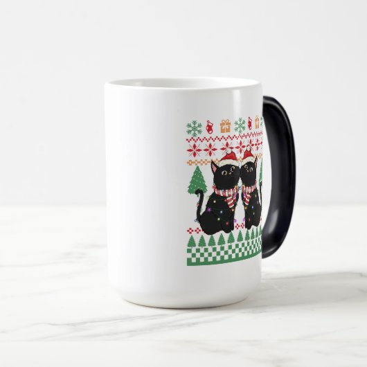 猫おもしろいクリスマスライト猫好き醜いクリスマス モーフィングマグカップ (正面右)