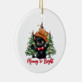猫おもしろいクリスマス新年オーナメント セラミックオーナメント (右)