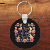 猫おもしろいグラフィック女性の母猫の子最高の猫 キーホルダー (正面)