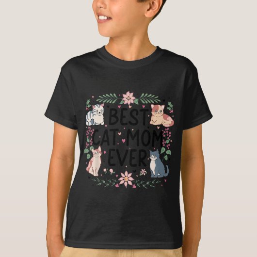猫おもしろいグラフィック女性の母猫の飼い主の最高の猫 Tシャツ (正面)