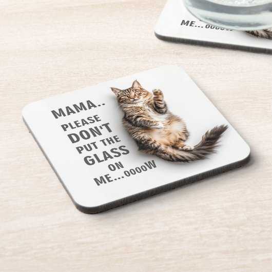 猫おもしろいコースター – 愛らしい猫ジョークのコースター コースター (左側)