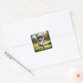 猫おもしろいゴルフプレーヤー スクエアシール (封筒)