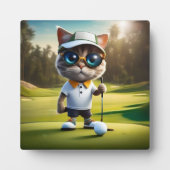 猫おもしろいゴルフプレーヤー フォトプラーク (正面)
