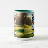 猫おもしろいゴルフプレーヤー マグカップ (中央)