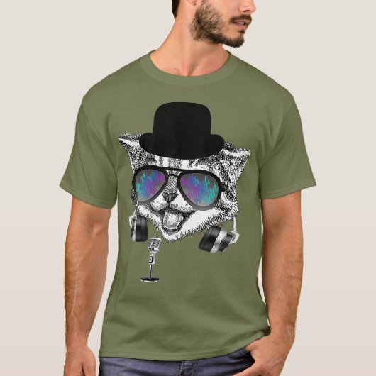 猫おもしろいシャツ素人ハム電波取扱者講演 Tシャツ (正面)