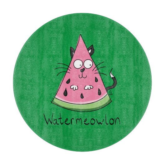 猫おもしろいスイカかわいい子たち カッティングボード (正面)