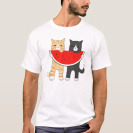 猫おもしろいスイカのヒップスター動物グラフィックティー Tシャツ