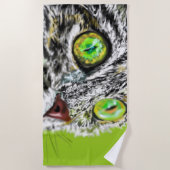 猫おもしろいストーカー付きビーチタオル ビーチタオル (正面)