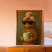 猫おもしろいスパウォールアート、猫好きへの贈り物 ポスター