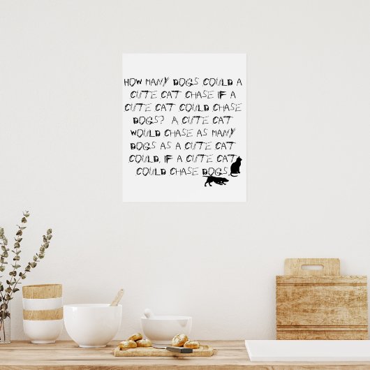 猫おもしろいタイポグラフィ舌ツイスターポスター ポスター (キッチン)