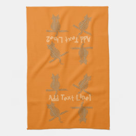 猫おもしろいタオルの縫いパーソナライズされた合い キッチンタオル