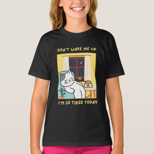 猫おもしろいデザイン子供へ-おもしろい用トレンディーデザイン Tシャツ (正面)