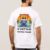 猫おもしろいデザイン、パーソナルトレーナー Tシャツ (裏面)
