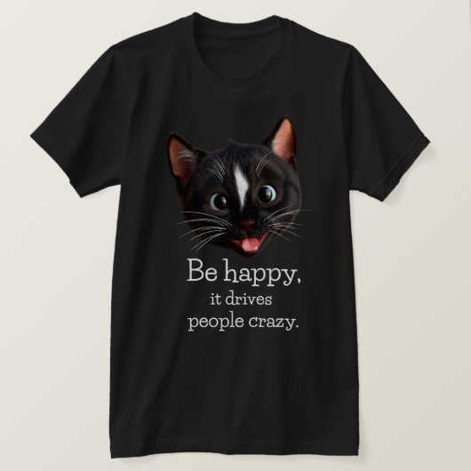 猫おもしろいデザイン – 人を動かす喜び熱狂する Tシャツ (デザイン正面)