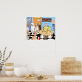 猫おもしろいトイレ522 ポスター (キッチン)