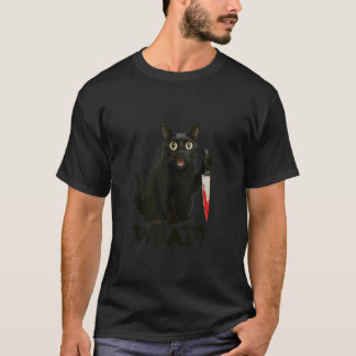猫おもしろいナイフSaのグラフィック殺人猫 Tシャツ