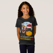 猫おもしろいハロウィーンとメリークリスマスハッピーホール Tシャツ (正面フル)