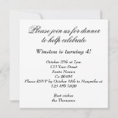 猫おもしろいバイクもしくは自転車に乗る人、猫のバイク誕生日 招待状 (裏面)