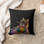 猫おもしろいバケーションピローリラックス-'s gift forパパ クッション (ブランケット)