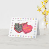 猫おもしろいバレンタインデー カード (黄色い花)