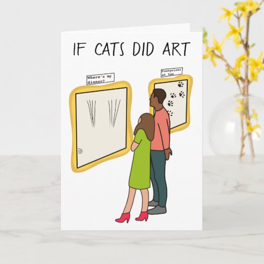 猫おもしろいパパの猫アート誕生日カード カード (黄色い花)