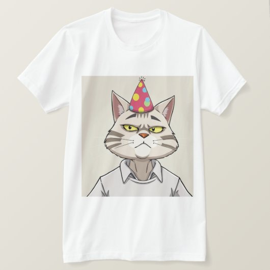 猫おもしろいパーティー帽子Tシャツ – Snarky Tシャツ (デザイン正面)