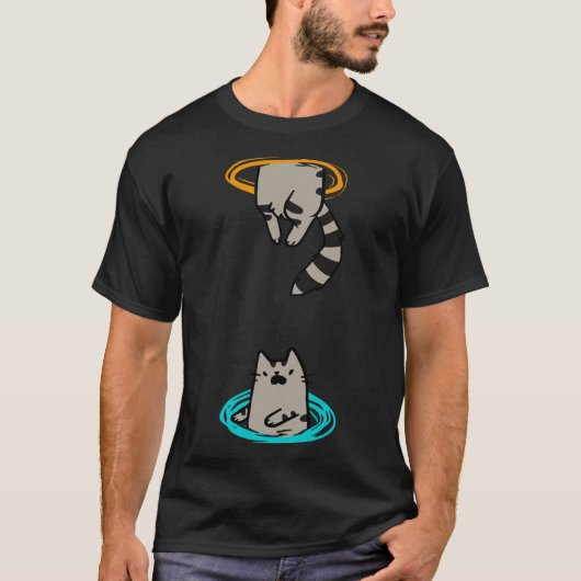猫おもしろいビデオゲーム動物 Tシャツ (正面)