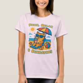 猫おもしろいビーチTシャツ – ポーズリラックス&サンバ! Tシャツ
