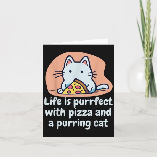 猫おもしろいピザ愛子猫かわいい猫ク笑わされるク カード (正面)