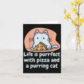 猫おもしろいピザ愛子猫かわいい猫ク笑わされるク カード (黄色い花)