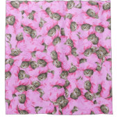 猫おもしろいピンク シャワーカーテン (正面)