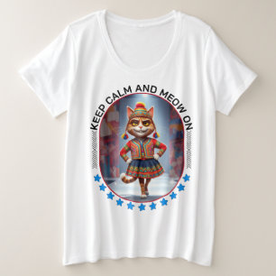 猫おもしろいファッション プラスサイズTシャツ